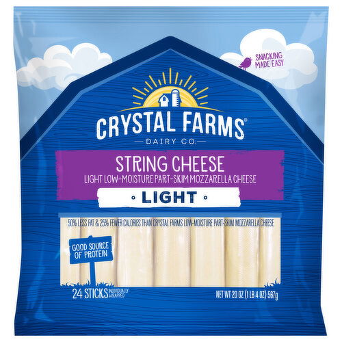 Crystal Farms String Cheese, Light, Part-Skim, Low-Moisture, Mozzarella