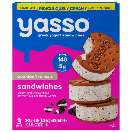 Yasso Greek Yogurt Sandwiches, Cookies 'n Cream