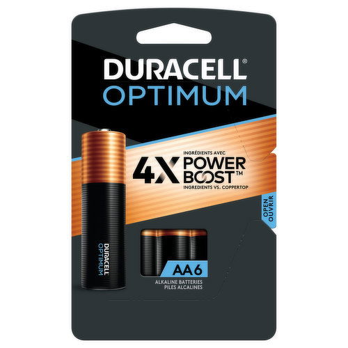 Duracell Optimum Batteries, Alkaline, AA, 1.5V, 6 Pack