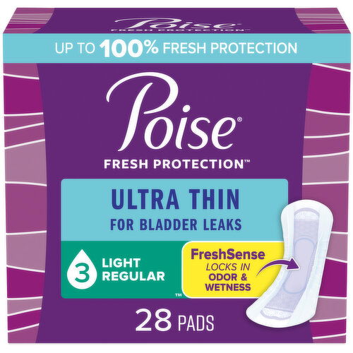 Poise Fresh Protection Pads, Regular, Light, Ultra Thin