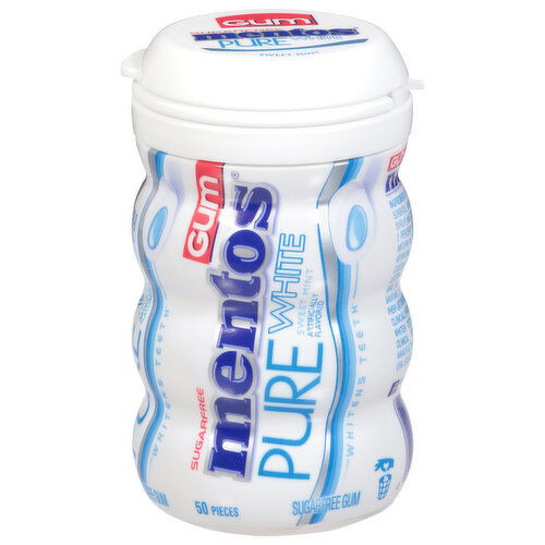 Mentos Pure White Gum, Sugarfree, Sweet Mint