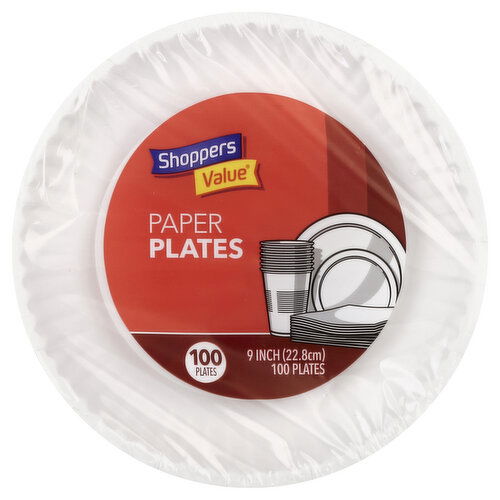 Shoppers Value Paper Plates, 9 Inch