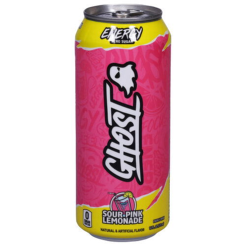 Ghost Energy Drink, Zero Sugar, Sour Pink Lemonade