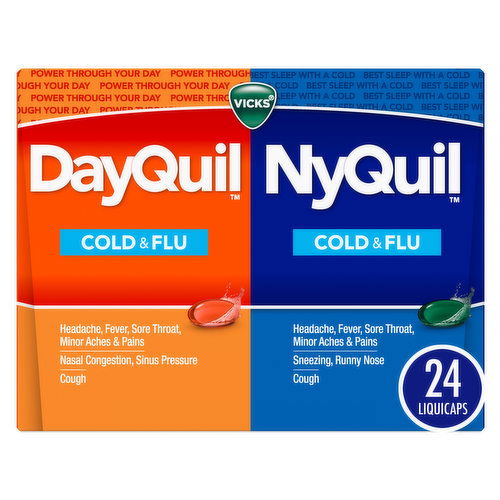 Vicks Mixed Vicks DayQuil & NyQuil Cold & Flu LiquiCap Medicine, 24ct