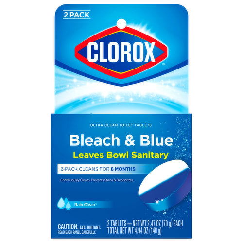 Clorox Toilet Tablets, Ultra Clean, Beach & Blue, Rain Clean, 2 Pack