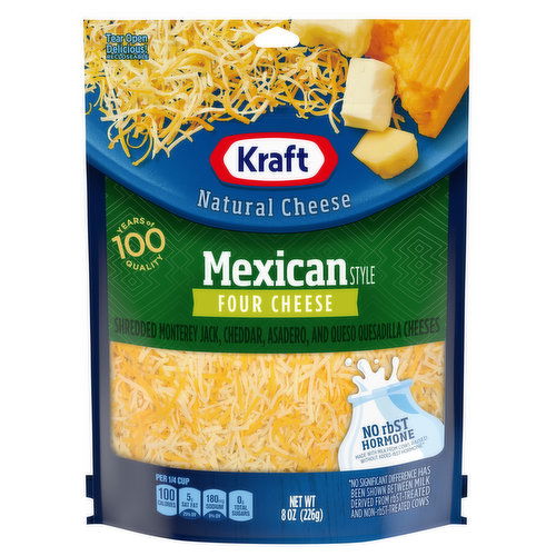 Kraft Natural Cheese Shredded Cheese, Mexican Style, Four Cheese