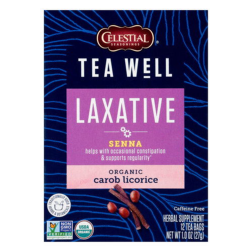 Celestial Seasonings Tea Well Tea Well Laxative Senna Organic Carob Licorice Herbal Supplement Tea Bags