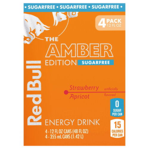 Red Bull The Amber Edition Energy Drink, Strawberry Apricot, Sugarfree