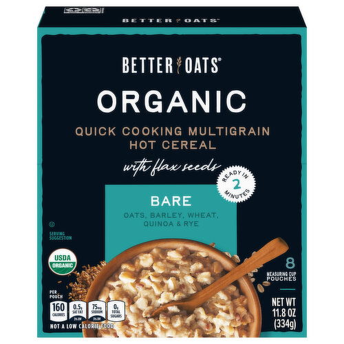Better Oats Organic Quick Cooking Multigrain Bare Hot Cereal with Flax Seeds