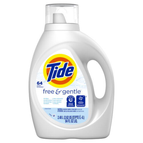 Tide Free & Gentle Liquid Laundry Detergent, 84 fl oz, 64 Loads