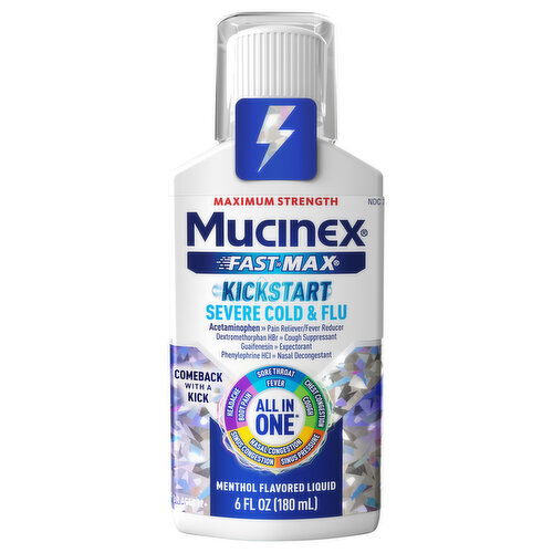 Mucinex Fast-Max All in One Kickstart Severe Menthol Flavored Liquid Cold & Flu