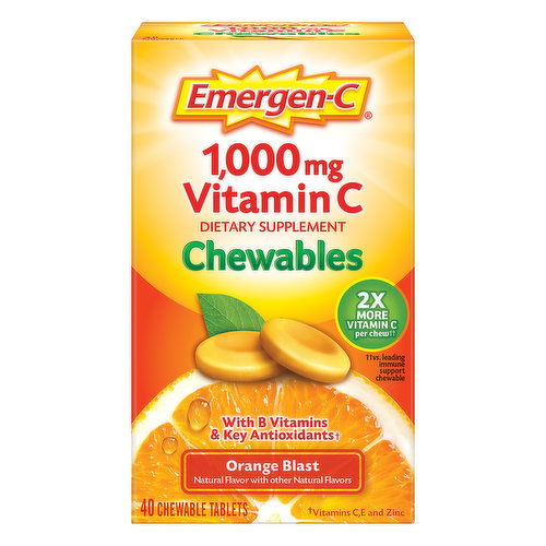 Emergen-C Vitamin C, Orange Blast, 1,000 mg, Chewables