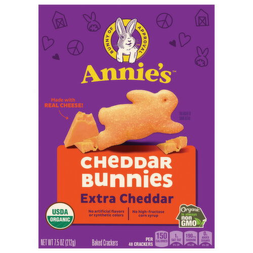 Annie's Baked Crackers, Cheddar Bunnies, Extra Cheddar