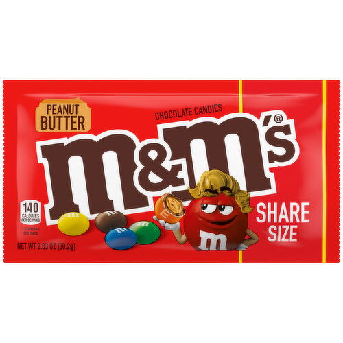 M&M'S M&M'S Peanut Butter Milk Chocolate Candy, Share Size, 2.83 oz Bag