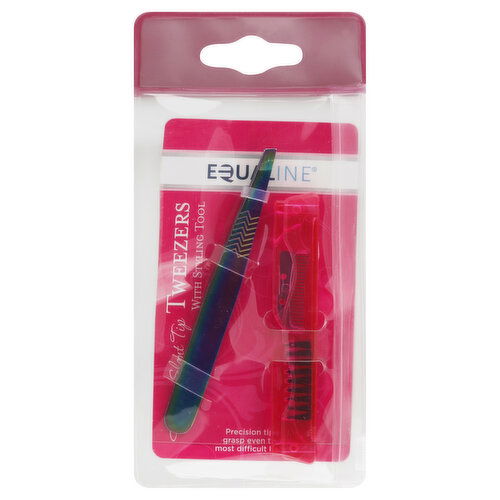 Equaline Tweezers, Fashion Slant Tip, with Styling Tool