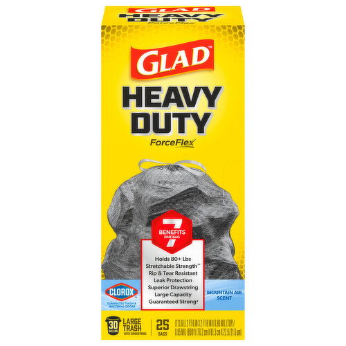 Glad Drawstring Bags, Mountain Air, Multipurpose, Large Trash