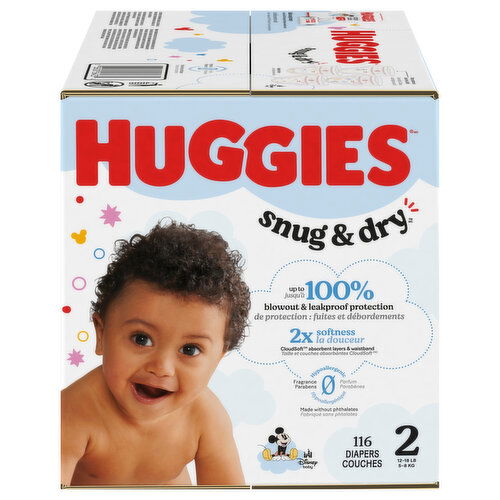 Huggies Snug & Dry Diapers, Disney Baby, 2 (12-18 lb)