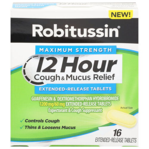 Robitussin Cough & Mucus Relief, 12 Hour, Maximum Strength, Tablets