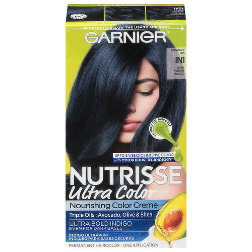 Nutrisse Permanent Haircolor, Nourishing, Midnight Iris IN1, Dark Intense Indigo, Ultra Color