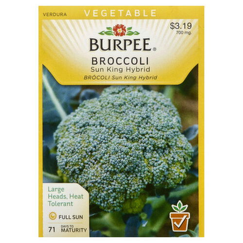 Burpee Seeds, Broccoli, Sun King Hybrid