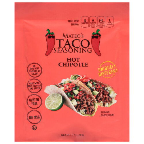 Mateo's Taco Seasoning, Chipotle, Hot