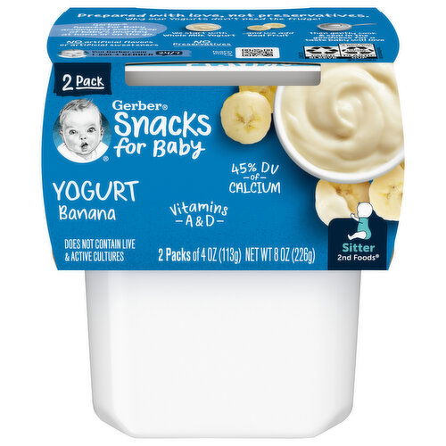 Gerber Snacks for Baby Yogurt, Banana, Sitter 2nd Foods, 2 Pack