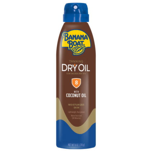 Banana Boat Suncreen Spray, Clear, Dry Oil, Tanning, SPF 8
