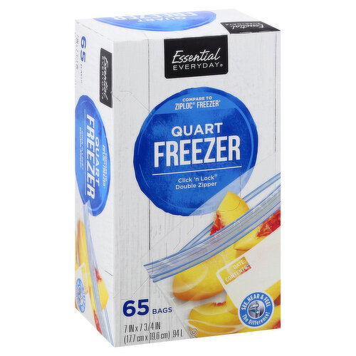 Essential Everyday Freezer Bags, Double Zipper, Quart