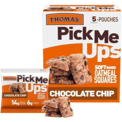 Thomas' Thomas' Pick Me Ups Chocolate Chip Oatmeal Squares, 5 pouches, 7 oz