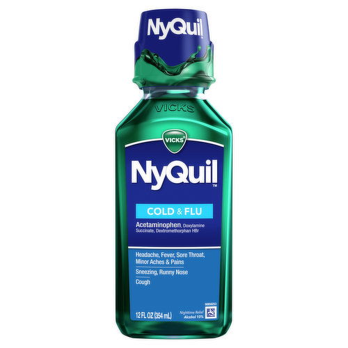 Vicks Cold & Flu Vicks NyQuil Cold & Flu, Liquid Over-the-Counter Medicine, 12 Oz