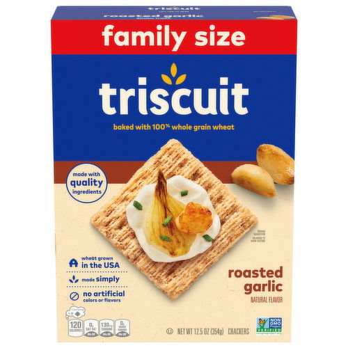 TRISCUIT Roasted Garlic Whole Grain Wheat Crackers, Family Size