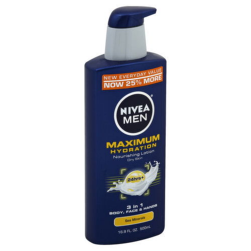 Nivea Men Lotion, Nourishing, Maximum Hydration, Dry Skin, Sea Minerals