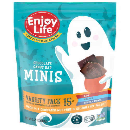 Enjoy Life Chocolate Candy Bars, Dark/Ricemilk/Ricemilk Crunch, Minis, Variety Pack