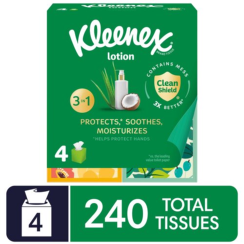 Kleenex Lotion Tissues, Coconut + Aloe, 3-Ply