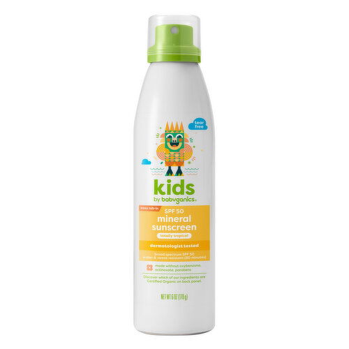 Babyganics Kids Mineral Sunscreen, SPF 50, Totally Tropical