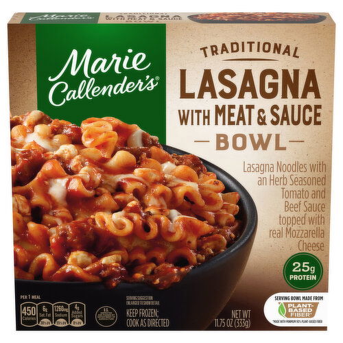 Marie Callender's Lasagna With Meat & Sauce Bowl Frozen Meal