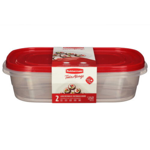 Rubbermaid Take Alongs Containers & Lids, Large Rectangles, 1.1 Gallon