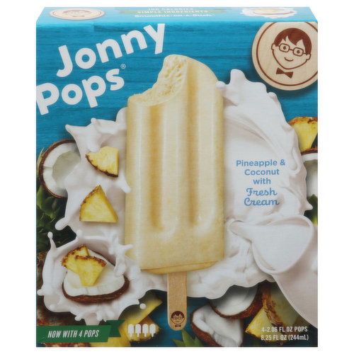 Jonny Pops Ice Pops, Pineapple & Coconut