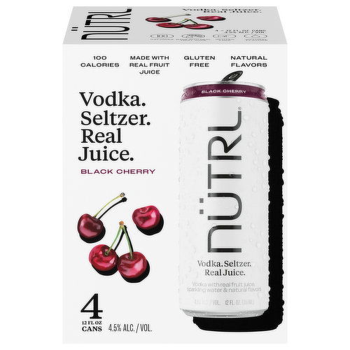 Nutrl Vodka Seltzer, Real Juice, Black Cherry