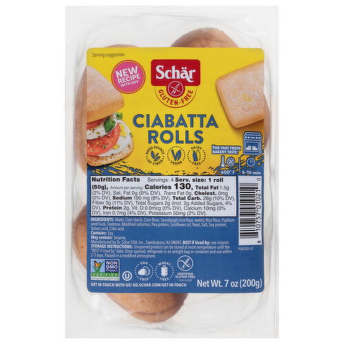 Schar Gluten-Free Ciabatta Rolls