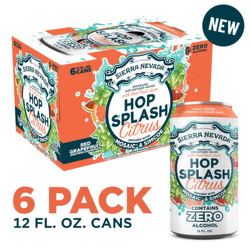 Sierra Nevada Hop Splash Citrus Sparkling Hop-Infused Water 6 Pack (12oz Cans)