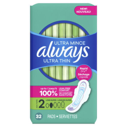 Always Ultra Thin Always Ultra Thin Pads with Wings, Size 2, 32