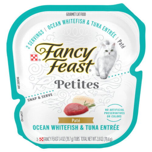 Fancy Feast Petites Cat Food, Gourmet, Ocean Whitefish & Tuna Entree, Pate