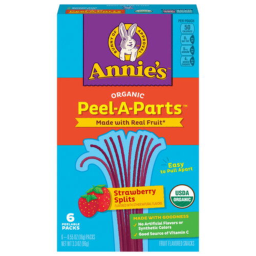 Annie's Peel-A-Parts Organic Strawberry Splits Fruit Flavored Snacks