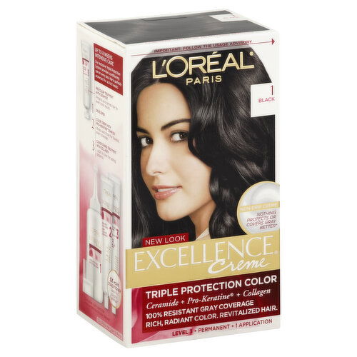 Excellence Permanent Haircolor, Triple Protection, Black 1