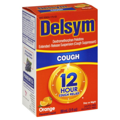 Delsym Cough Relief, 12 Hour, Liquid, Orange Flavored