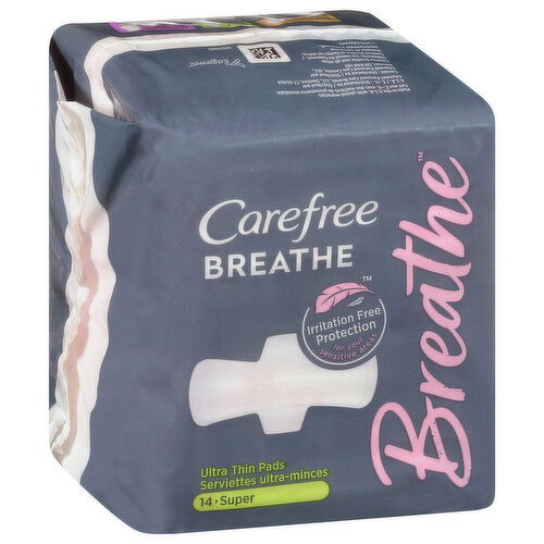 Carefree Breathe Pads, Ultra Thin, Super