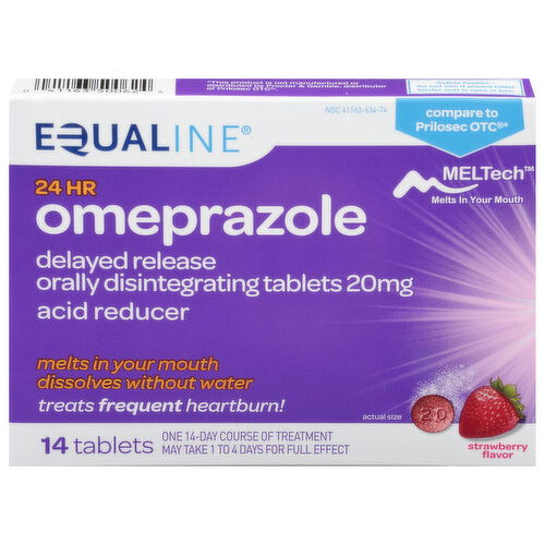 Equaline Omeprazole, 24 Hr, 20 mg, Tablets, Strawberry Flavor