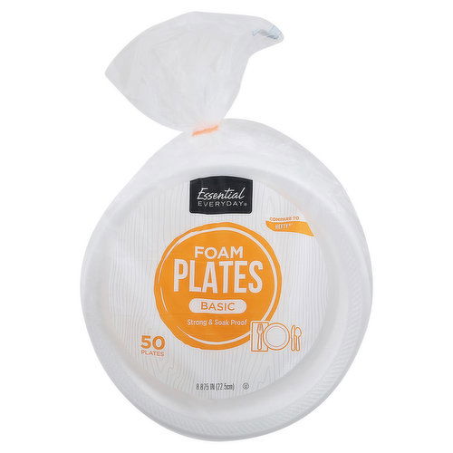 Essential Everyday Foam Plates, Basic, 8.875 Inch