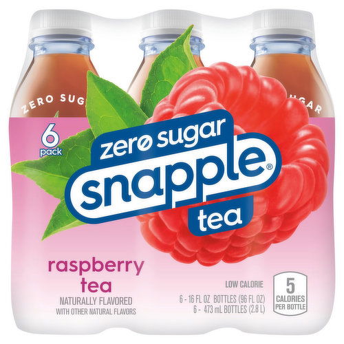 Snapple Tea, Zero Sugar, Raspberry, 6 Pack